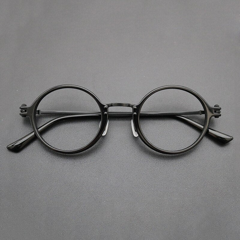 Gatenac Unisex Full Rim Round Titanium Acetate Frame Eyeglasses Gxyj696 Full Rim Gatenac Black