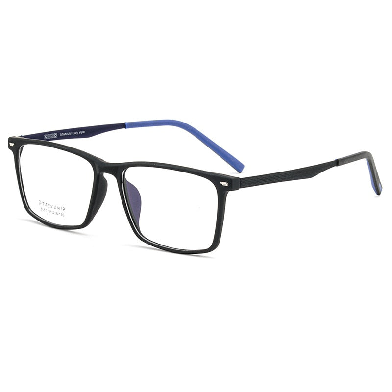 Yimaruili Men's Full Rim TR 90 Resin β Titanium Frame Eyeglasses 8881 Full Rim Yimaruili Eyeglasses Black Blue