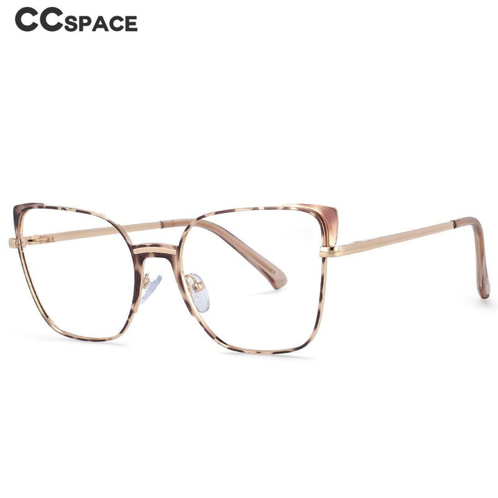 CCspace Women's Full Rim Rectangle Cat Eye Alloy Frame Eyeglasses 53587 Full Rim CCspace