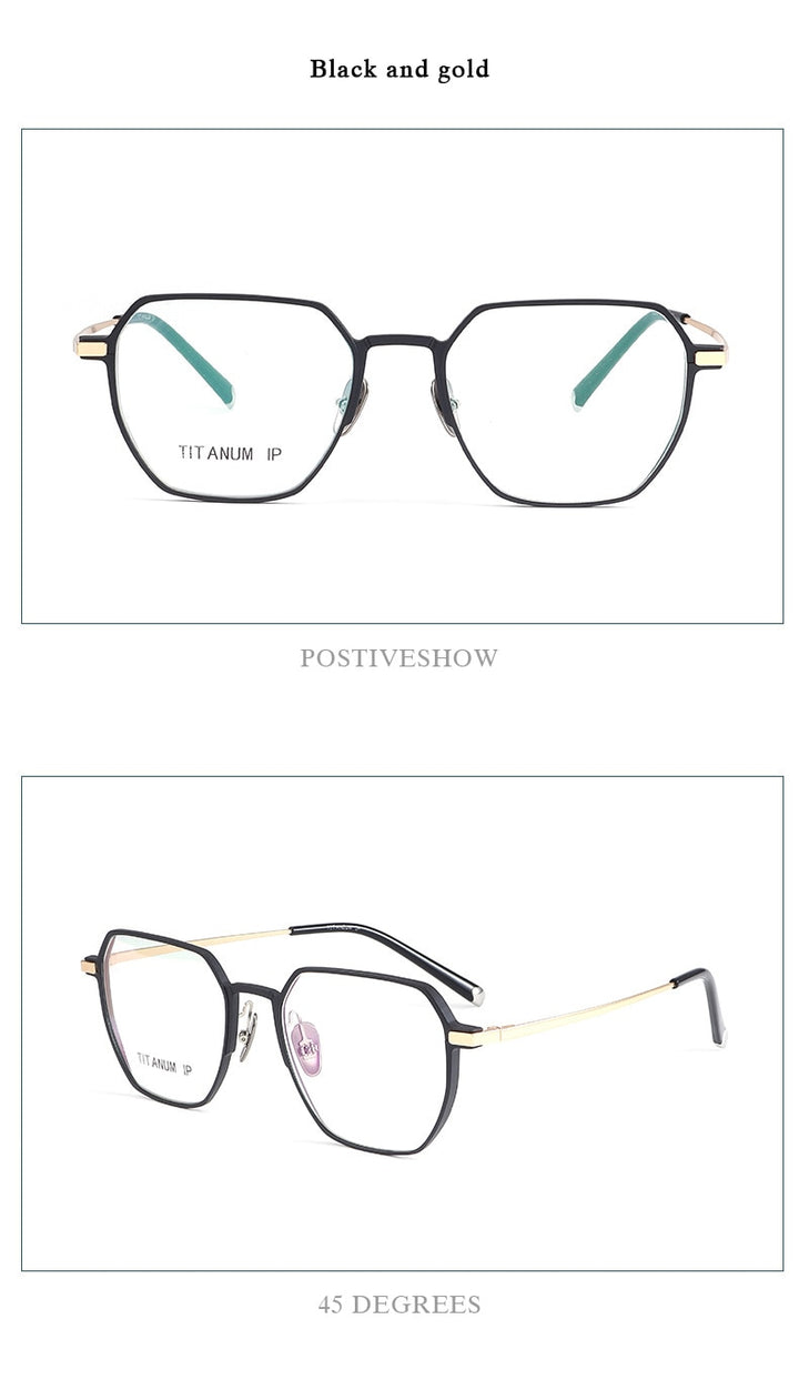 Hotochki Unisex Full Rim Titanium Alloy IP Plated Frame Eyeglasses 66004 Full Rim Hotochki