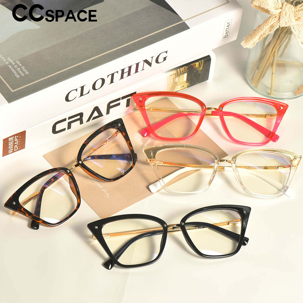 CCspace Unisex Full Rim Square Cat Eye Tr 90 Titanium Frame Eyeglasses 53384 Full Rim CCspace