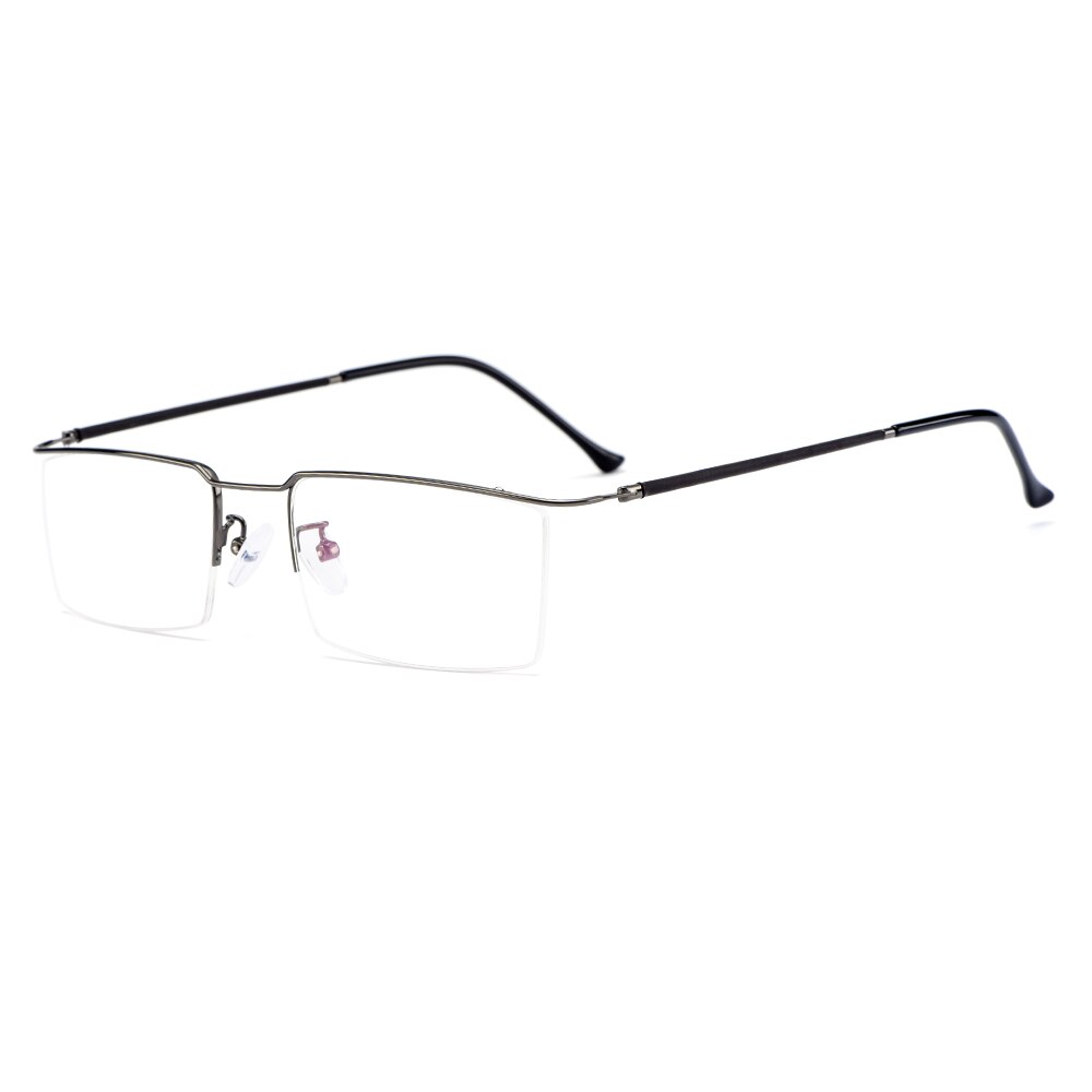 Gmei Men's Semi Rim Square Titanium Alloy Eyeglasses Y2533 Semi Rim Gmei Optical C2 Grey