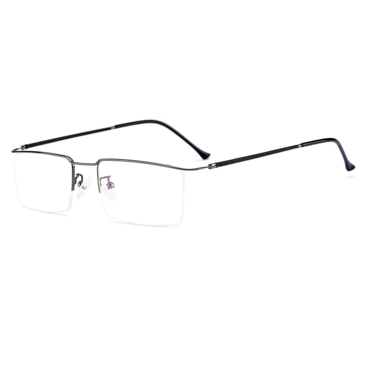 Gmei Men's Semi Rim Square Titanium Alloy Eyeglasses Y2533 Semi Rim Gmei Optical C2 Grey