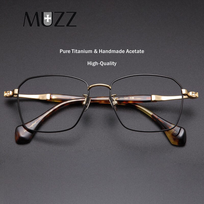 Muzz Unisex Full Rim Square Hand Crafted Titanium Acetate Frame Eyeglasses M1065 Full Rim Muzz