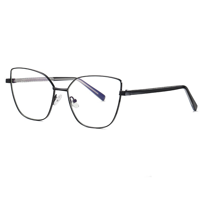CCspace Unisex Full Rim Square Cat Eye Alloy Frame Eyeglasses 49081 Full Rim CCspace C1Black
