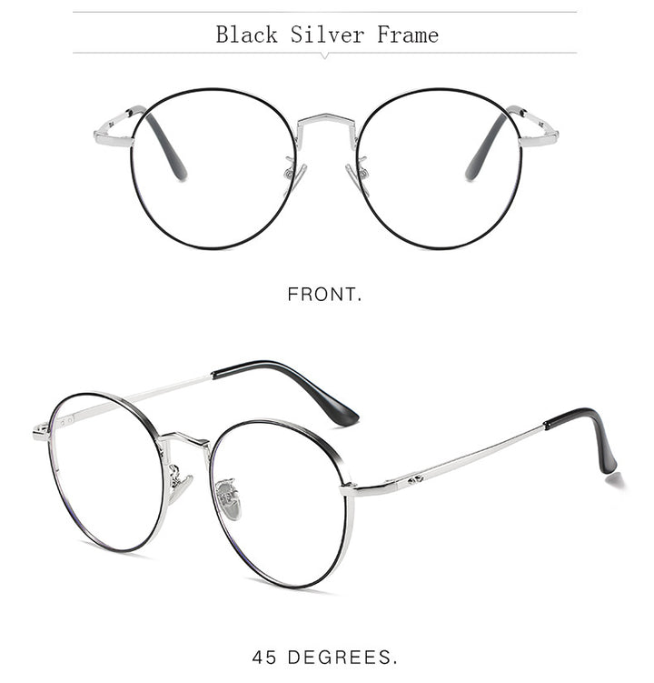 Hdcrafter Unisex Full Rim Round Alloy Frame Eyeglasses Anti Blue Light Lenses 2355 Full Rim Hdcrafter Eyeglasses