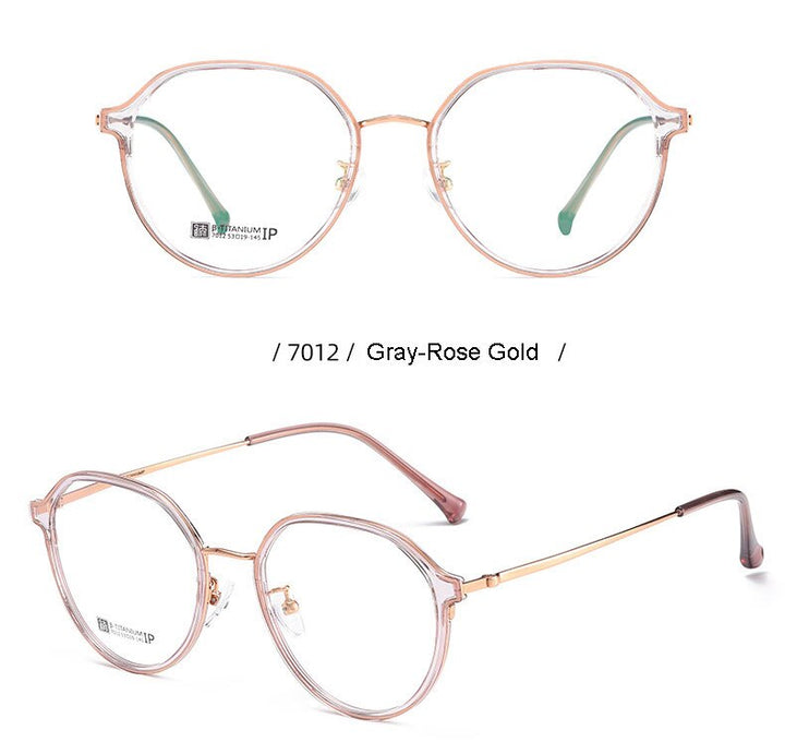 Hotochski Unisex Full Rim Round Beta Titanium Frame Eyeglasses 7012 Full Rim Hotochki