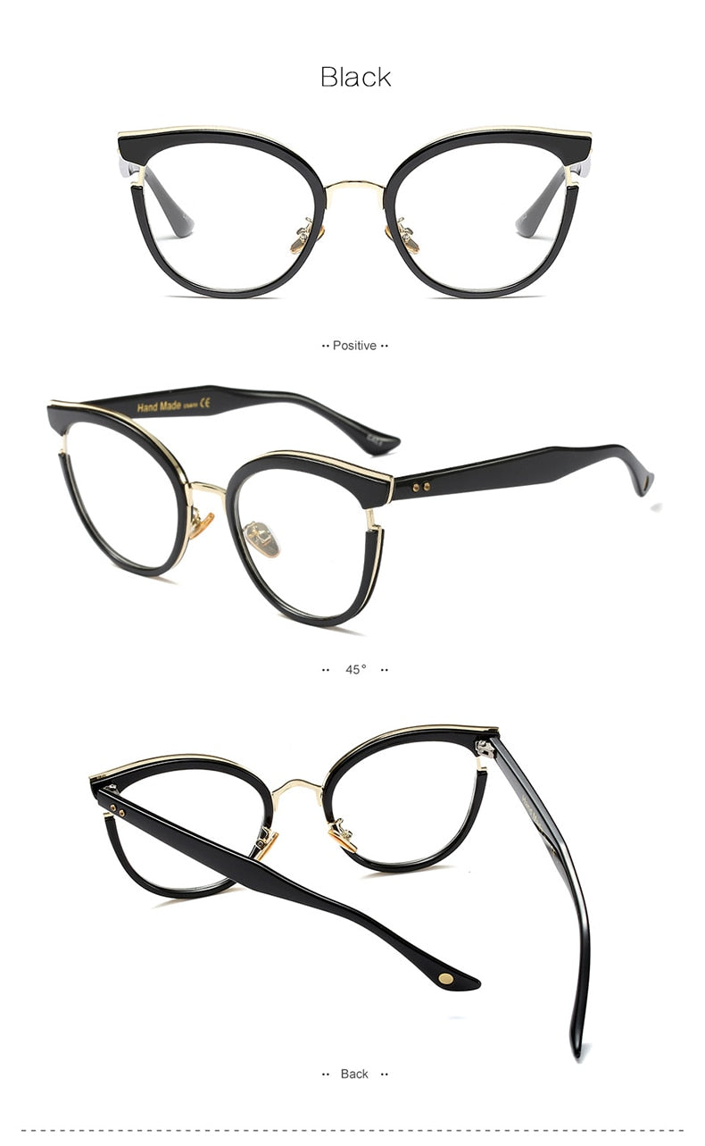 Hotony Women's Full Rim Round Cat Eye Acetate Frame Eyeglasses 97551 Full Rim Hotony