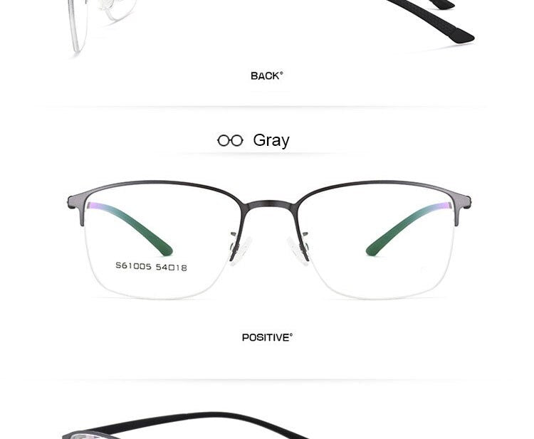 Hotochki Men's Semi Rim Browline Alloy Frame Eyeglasses 61005 Semi Rim Hotochki