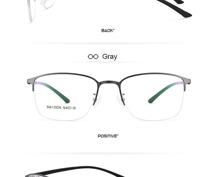 Hotochki Men's Semi Rim Browline Alloy Frame Eyeglasses 61005 Semi Rim Hotochki