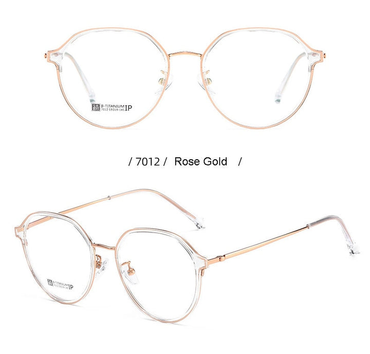 Hotochski Unisex Full Rim Round Beta Titanium Frame Eyeglasses 7012 Full Rim Hotochki