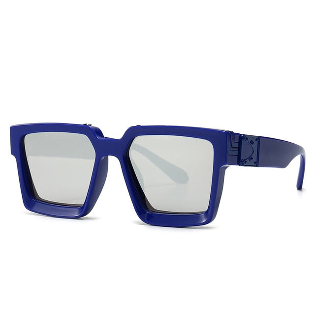 CCspace Unisex Full Rim Square Resin Frame Sunglasses 46167 Sunglasses CCspace Sunglasses C9BlueSilver LargeFrame