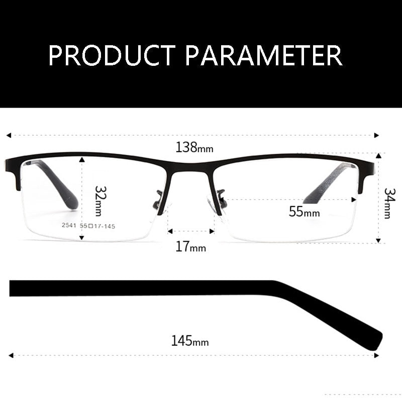 Hotochki Men's Semi Rim Alloy Frame Eyeglasses TR-90 Resin Temples 2541 Semi Rim Hotochki