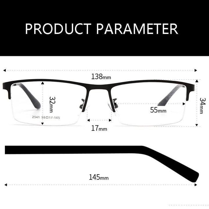 Hotochki Men's Semi Rim Alloy Frame Eyeglasses TR-90 Resin Temples 2541 Semi Rim Hotochki
