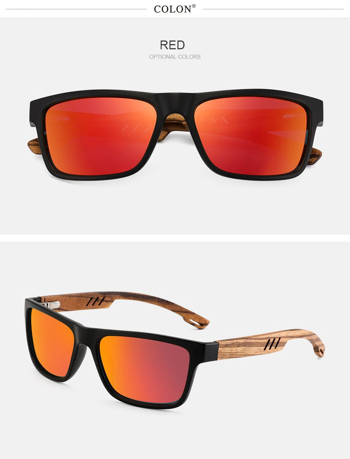 Yimaruili Unisex Full Rim Rectangular Wooden Frame Polarized Lens Sunglasses 8016 Sunglasses Yimaruili Sunglasses