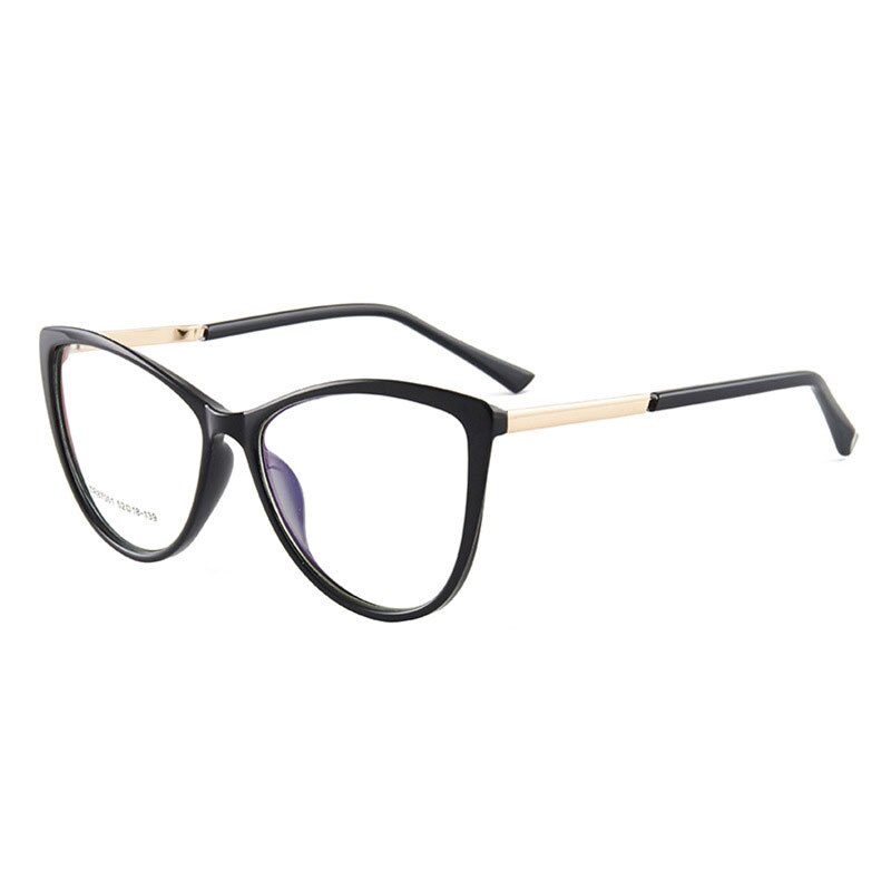 Hotony Woman's Full Rim Cat Eye TR 90 Resin Alloy Frame Eyeglasses 7001 Full Rim Hotony ALL BLACK