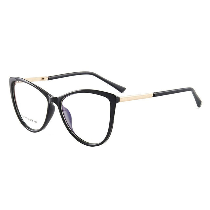 Hotony Woman's Full Rim Cat Eye TR 90 Resin Alloy Frame Eyeglasses 7001 Full Rim Hotony ALL BLACK