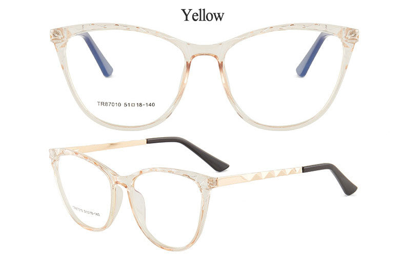 Hotony Women's Full Rim TR 90 Resin Round Cat Eye Frame Eyeglasses 7010 Full Rim Hotony