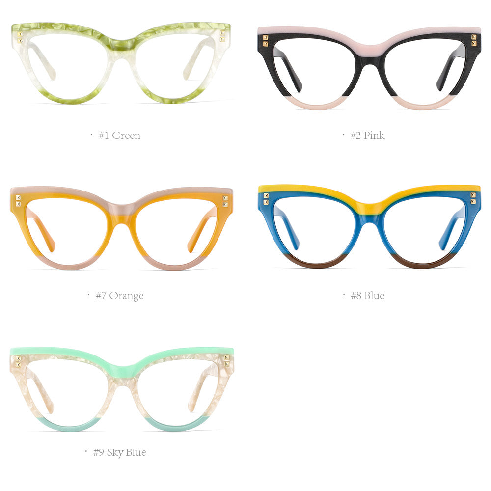 CCspace Unisex Full Rim Oversized Cat Eye Acetate Frame Eyeglasses 49795 Full Rim CCspace
