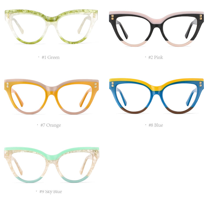 CCspace Unisex Full Rim Oversized Cat Eye Acetate Frame Eyeglasses 49795 Full Rim CCspace