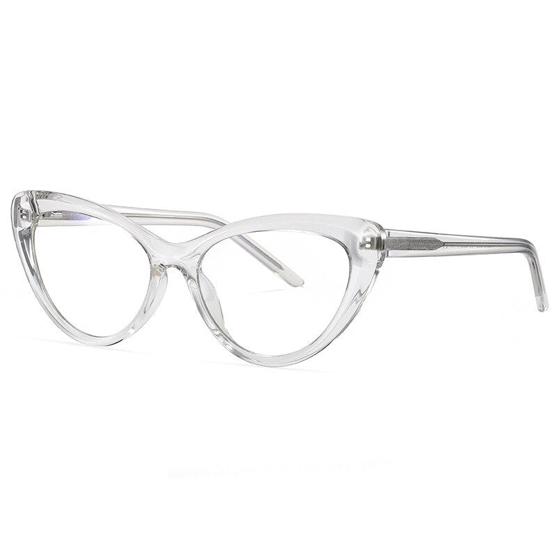 CCspace Unisex Full Rim Cat Eye Tr 90 Titanium Frame Eyeglasses 49082 Full Rim CCspace C26-P30Clear