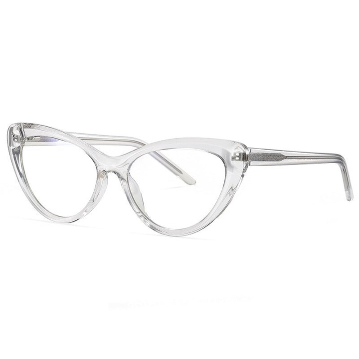 CCspace Unisex Full Rim Cat Eye Tr 90 Titanium Frame Eyeglasses 49082 Full Rim CCspace C26-P30Clear