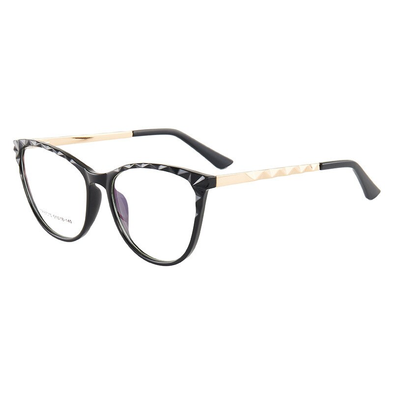 Hotony Women's Full Rim TR 90 Resin Round Cat Eye Frame Eyeglasses 7010 Full Rim Hotony black