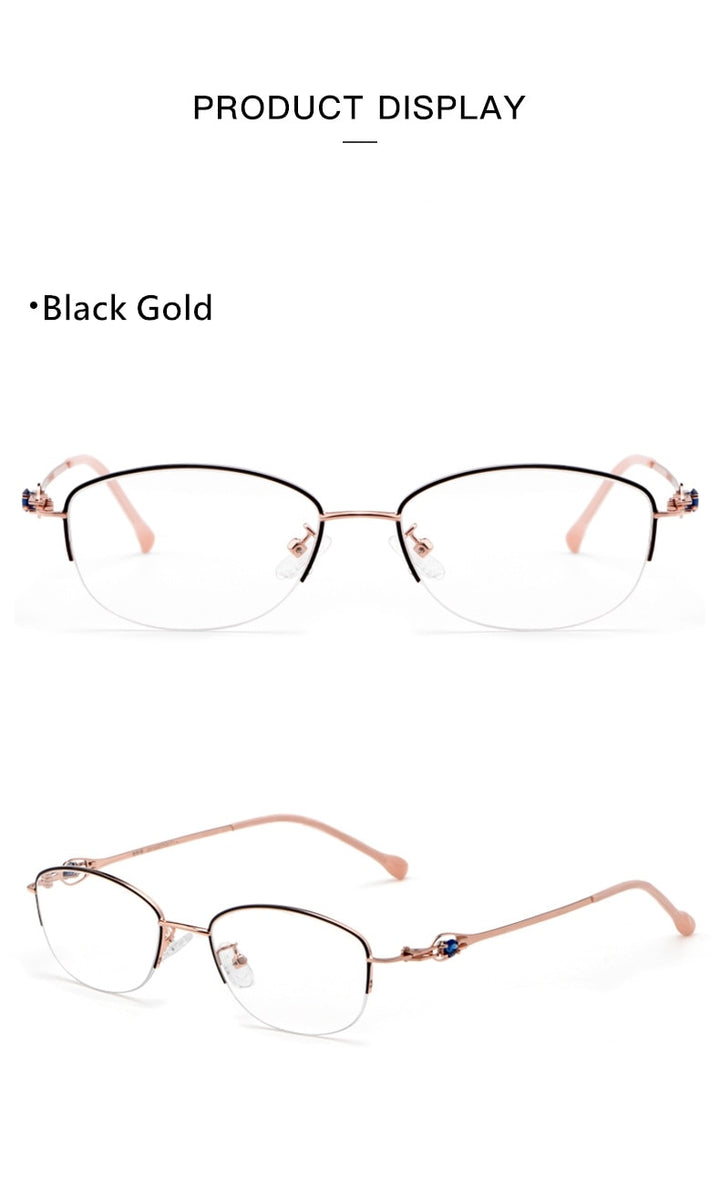 Yimaruili Women's Semi Rim Alloy Frame Eyeglasses 8020Z Semi Rim Yimaruili Eyeglasses