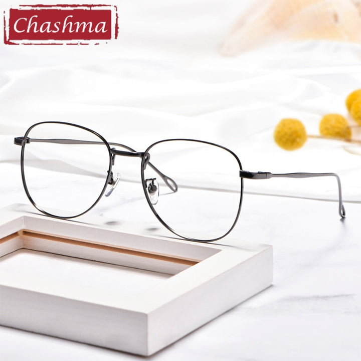 Chashma Ottica Unisex Full Rim Round Square Stainless Steel Eyeglasses Full Rim Chashma Ottica