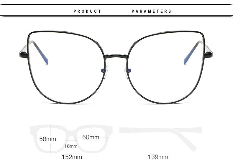 Hotony Women's Full Rim Alloy Cat Eye Frame Eyeglasses 3449 Full Rim Hotony