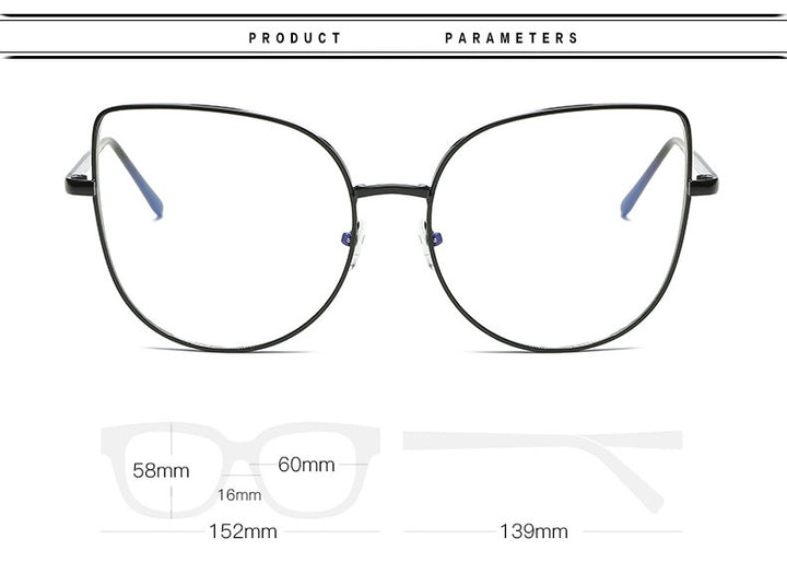 Hotony Women's Full Rim Alloy Cat Eye Frame Eyeglasses 3449 Full Rim Hotony