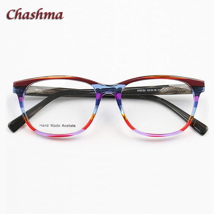 Chashma Ochki Unisex Full Rim Square Cat Eye Acetate Eyeglasses 9224 Full Rim Chashma Ochki C3