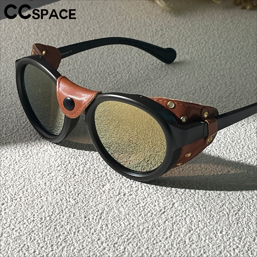 CCspace Unisex Full Rim Round Steampunk Resin Frame Sunglasses 46311 Sunglasses CCspace Sunglasses