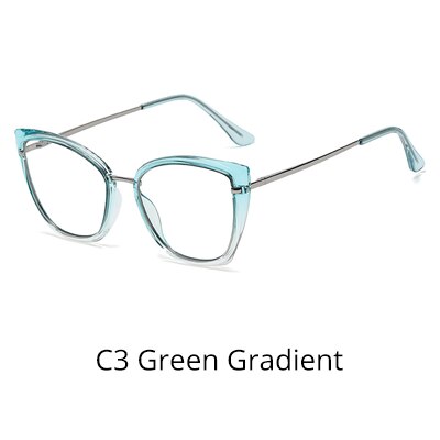 Ralferty Women's Eyeglasses Cat Eye TR90 Anti Blue Light D605 Full Rim Ralferty C3 Green Gradient