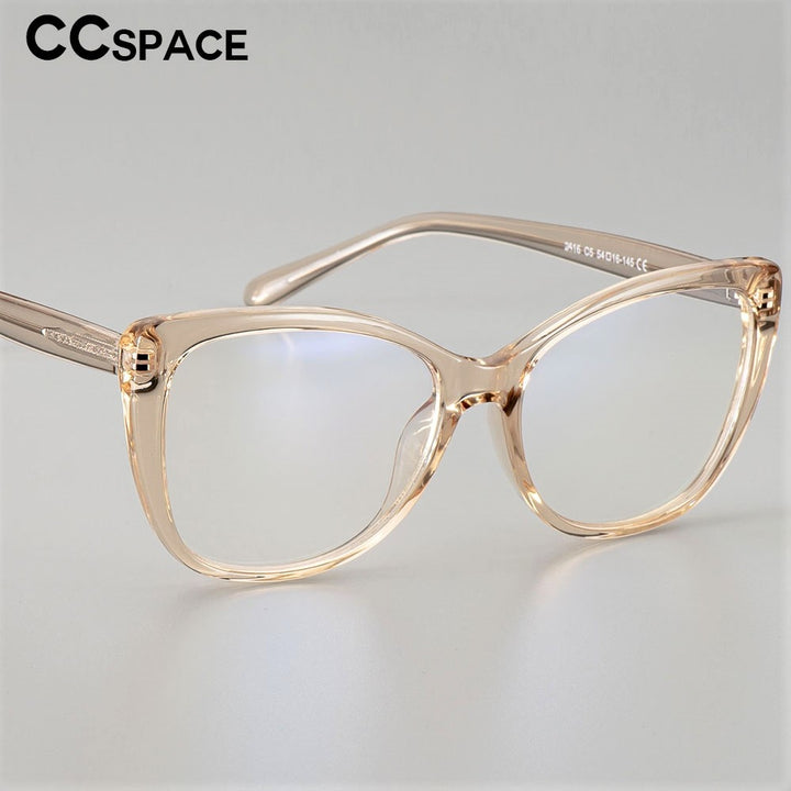 CCspace Unisex Full Rim Cat Eye Tr 90 Titanium Frame Eyeglasses 51015 Full Rim CCspace