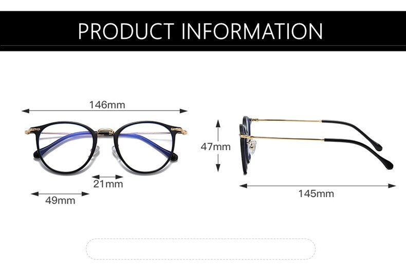 Yimaruili Women's Full Rim Round Resin Metal Frame Eyeglasses 8303 Full Rim Yimaruili Eyeglasses