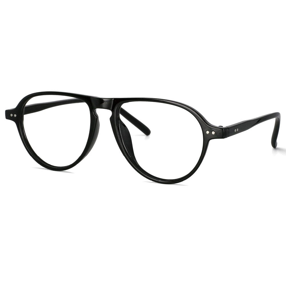 CCspace Unisex Full Rim Oversized Round Resin Frame Eyeglasses 53748 Full Rim CCspace Black
