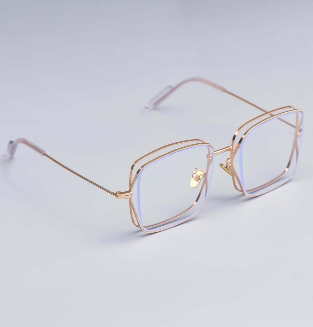 CCspace Women's Full Rim Square Alloy Frame Sunglasses 53019 Sunglasses CCspace gold-clear