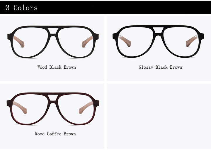 Hdcrafter Unisex Full Rim Double Bridge Round Wood Frame Eyeglasses 7428d Full Rim Hdcrafter Eyeglasses
