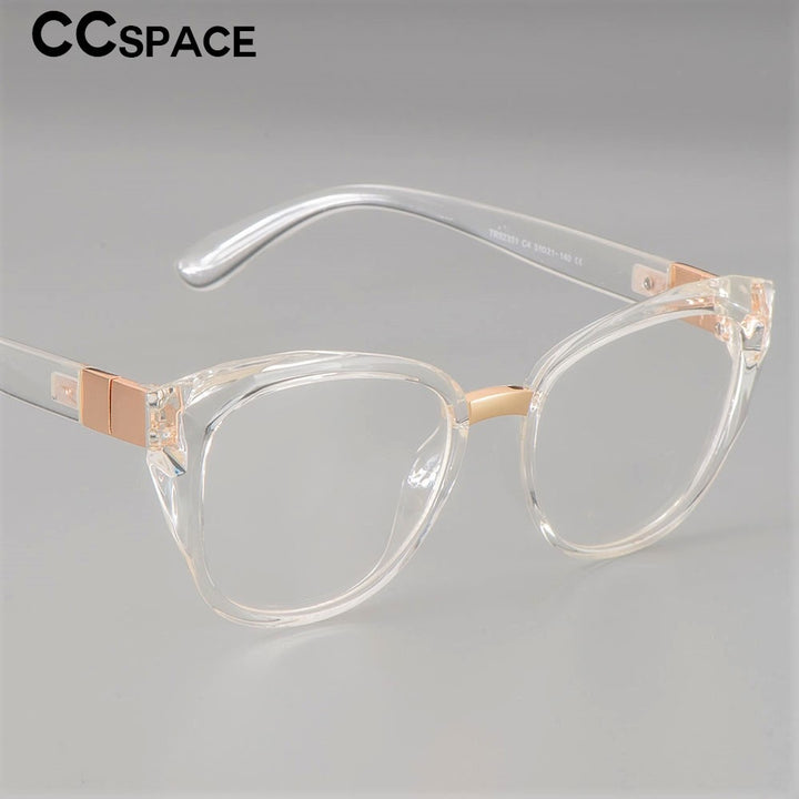 CCspace Unisex Full Rim Round Cat Eye Tr 90 Titanium Frame Eyeglasses 48092 Full Rim CCspace