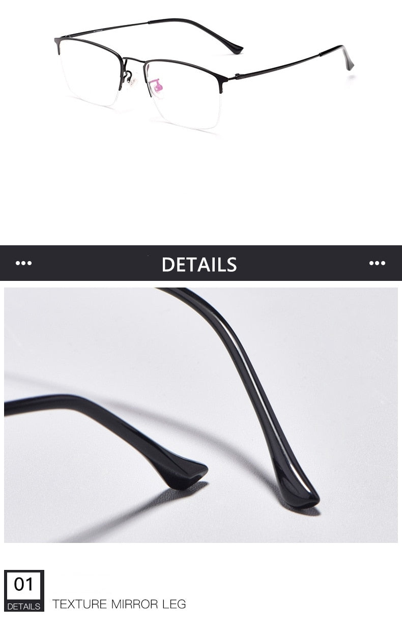 Yimaruili Unisex Semi Rim Titanium Frame Eyeglasses 8017JX Semi Rim Yimaruili Eyeglasses