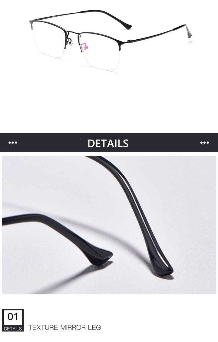 Yimaruili Unisex Semi Rim Titanium Frame Eyeglasses 8017JX Semi Rim Yimaruili Eyeglasses