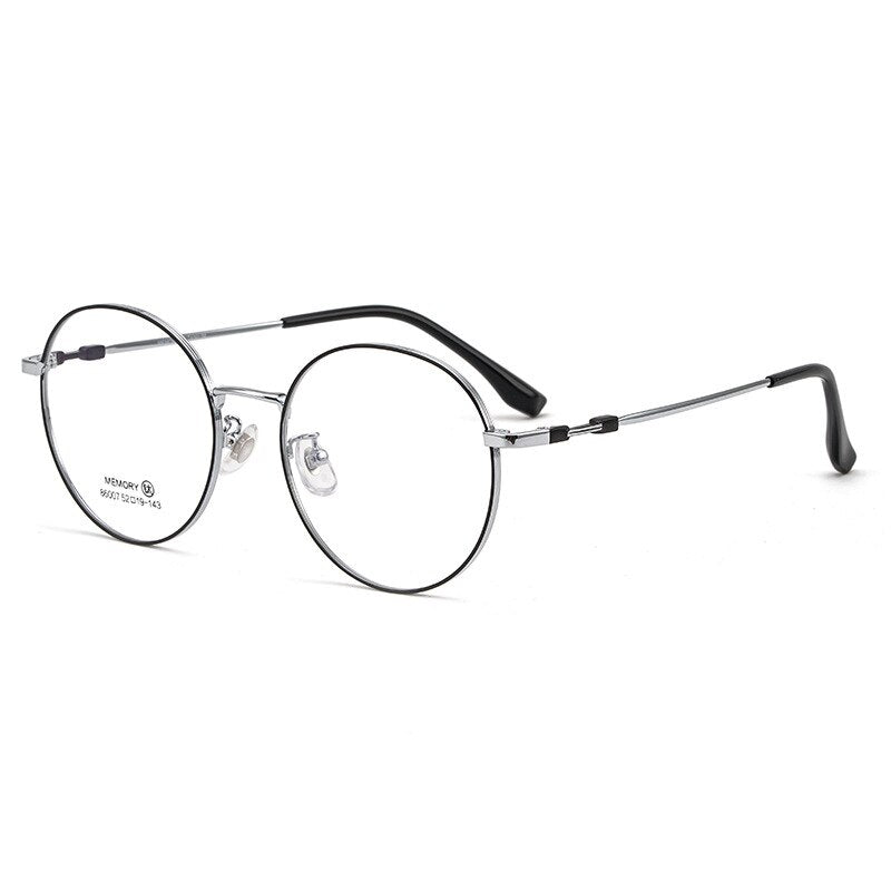 Yimaruili Unisex Full Rim Round β Titanium Frame Eyeglasses  86007YF Full Rim Yimaruili Eyeglasses Black Silver