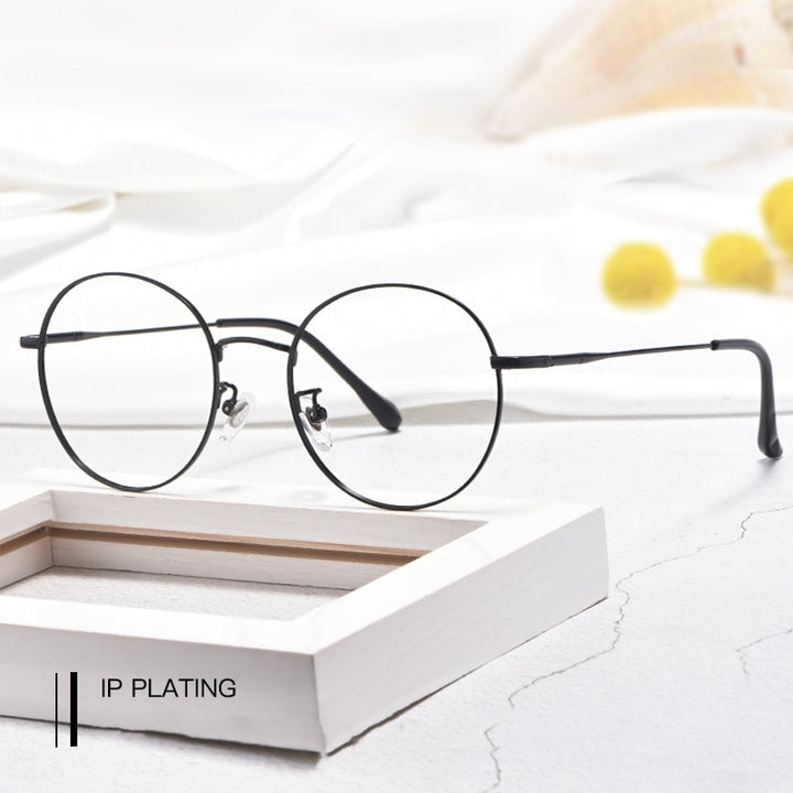 Yimaruili Unisex Full Rim β Titanium Round Frame Eyeglasses 6621X Full Rim Yimaruili Eyeglasses