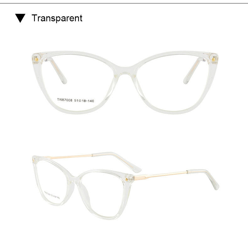 Hotony Woman's Full Rim Cat Eye TR 90 Resin Alloy Frame Eyeglasses 7008 Full Rim Hotony