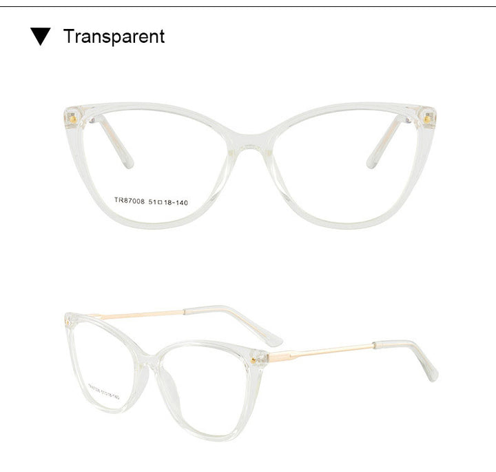 Hotony Woman's Full Rim Cat Eye TR 90 Resin Alloy Frame Eyeglasses 7008 Full Rim Hotony
