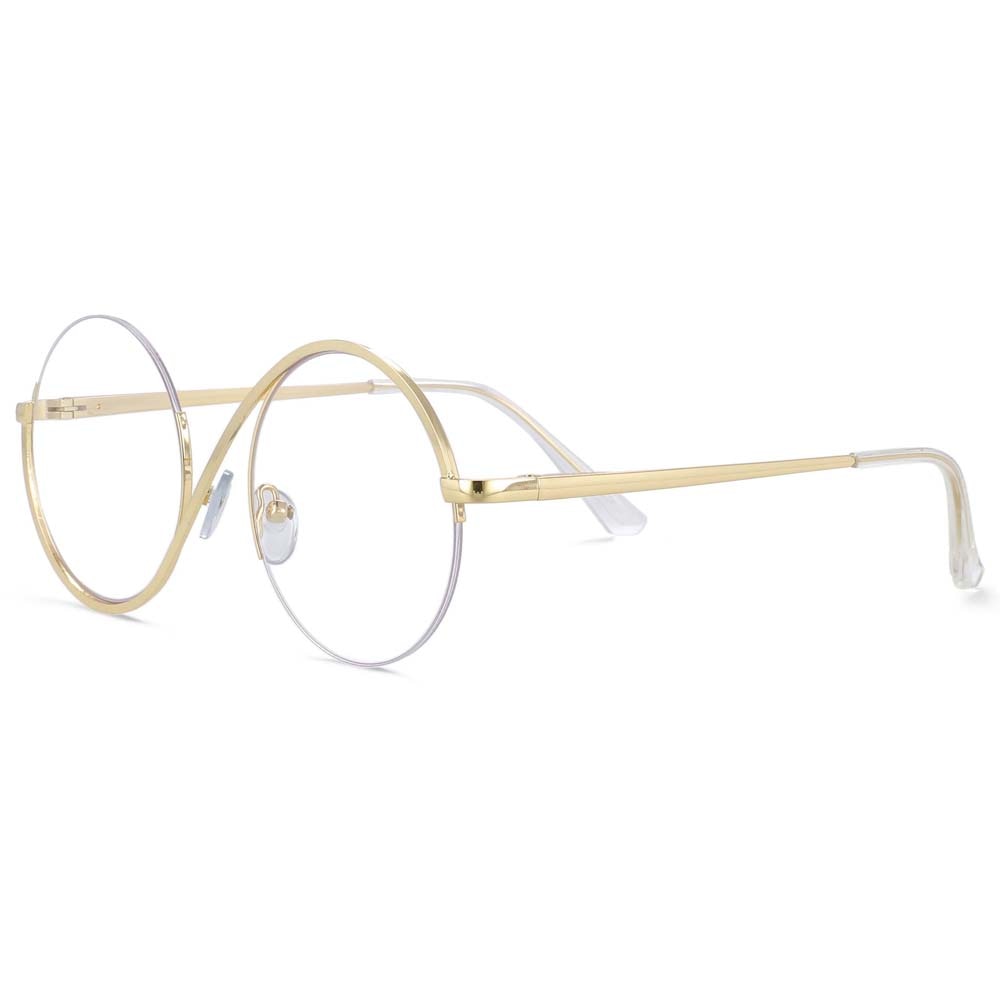 CCspace Unisex Semi Rim Round Alloy Frame Eyeglasses 54042 Semi Rim CCspace Gold