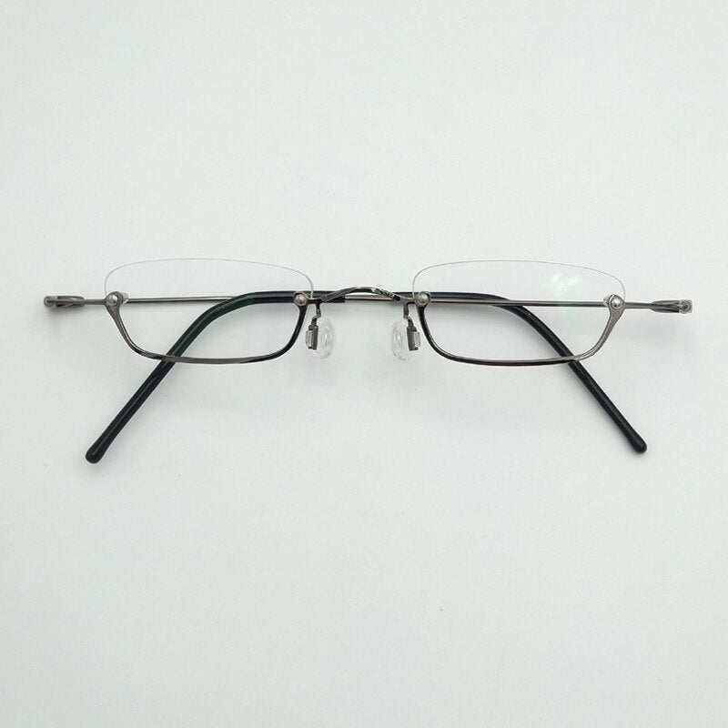 Yujo Unisex Small Square Semi Rim Stainless Steel Reading Glasses Y037 Reading Glasses Yujo