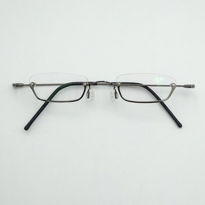 Yujo Unisex Small Square Semi Rim Stainless Steel Reading Glasses Y037 Reading Glasses Yujo