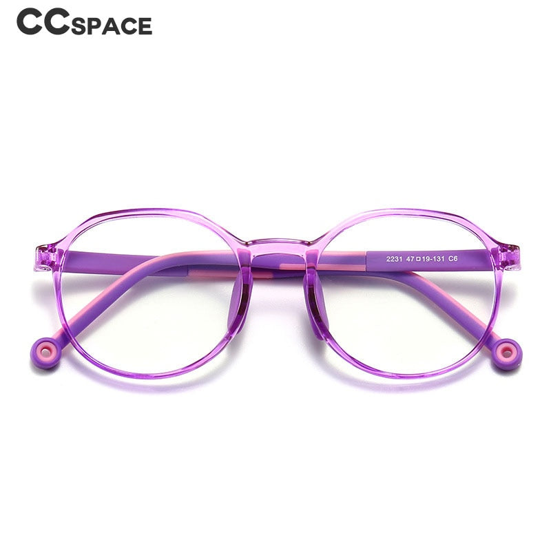 CCspace Children's Unisex Full Rim Round Tr 90 Titanium Frame Eyeglasses 49529 Full Rim CCspace